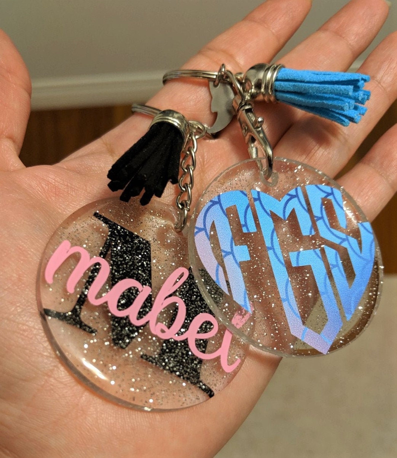 Glitter Keychain / Acrylic Keychain / Custom Keychain / Etsy