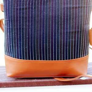Elegant Crossbody Bag, Handwoven Ikat fabric and Vegan Leather, Gift for Her, Everyday Casual, Boho Purse, College Bag