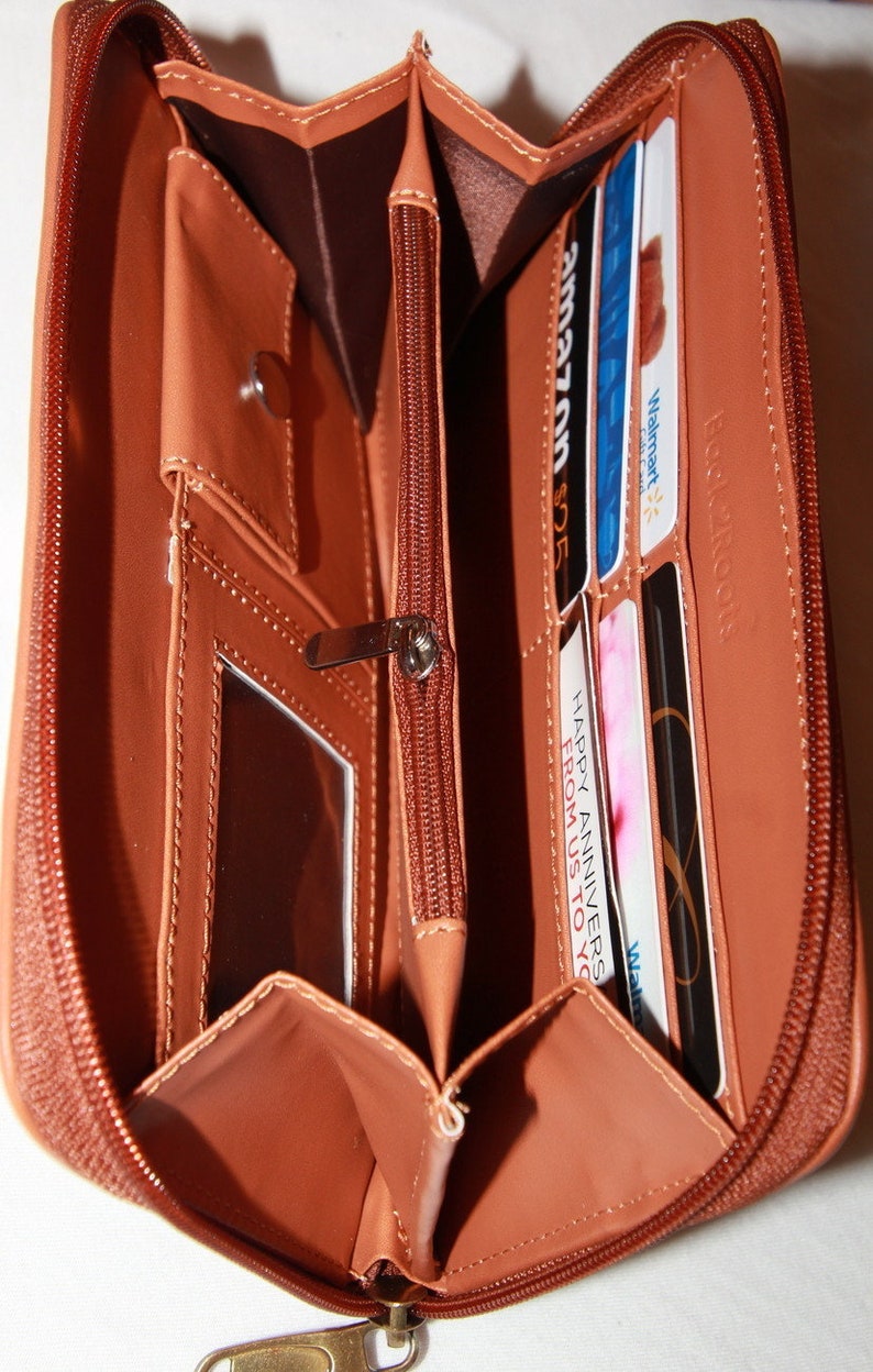 Womens Vegan Leather Wallet Womens Wallet Zipper Wallet Etsy