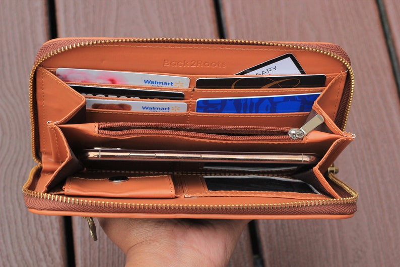 Womens Vegan Leather Wallet Womens Wallet Zipper Wallet Etsy