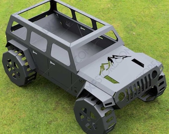 DXF-bestand Jeep Fire Pit: kant-en-klaar CNC-ontwerp, las- en buigplannen (digitale download)