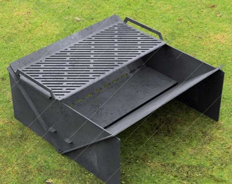 Minimalistische opvouwbare vuurplaats met rooster: 30 x 30 x 12 inch (digitaal DXF-/SVG-bestand)