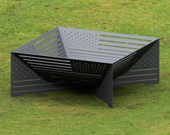 Vuurplaats Amerikaanse vlag: 36" vierkante CNC-plasmalasergesneden bestanden (digitaal)