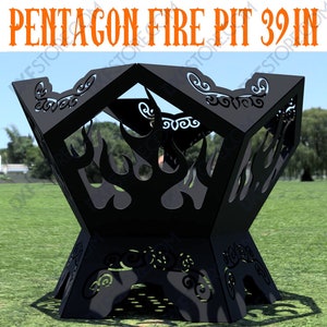 Pentagon Fire Pit 39&quot; Width x 29&quot; Height, Fire Pit for Camping, Tribal Metal Art fire pit SVG DXF, Fire Pit SVG -Dxf Digital Download