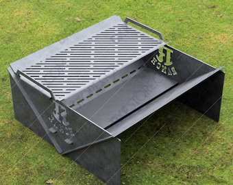Opvouwbare vuurplaats DXF-bestand, campingrooster, CNC-plasmasnede (digitale download)
