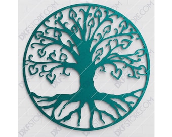 Levensboom met hart SVG DXF-bestand: lasergesneden ontwerp (digitale download)