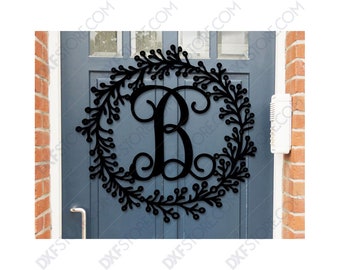 Lommerrijk monogram deurbord: lasergesneden SVG DXF-bestand (digitale download)