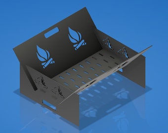 Kampvuurplaats, draagbare metal art, opvouwbaar ontwerp (digitale download)