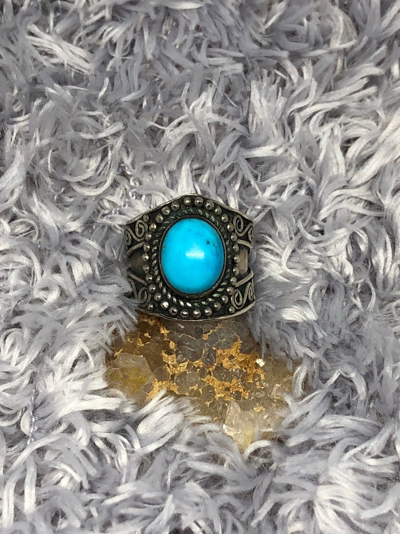 Turquoise Monarch Ring 925 Sterling Silver Oxidised One of | Etsy