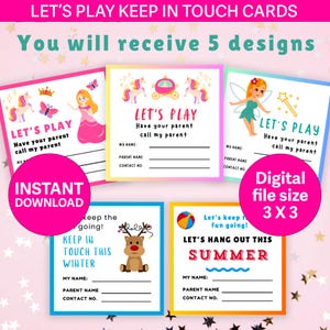 Printable Let's Play kids playdate calling cards