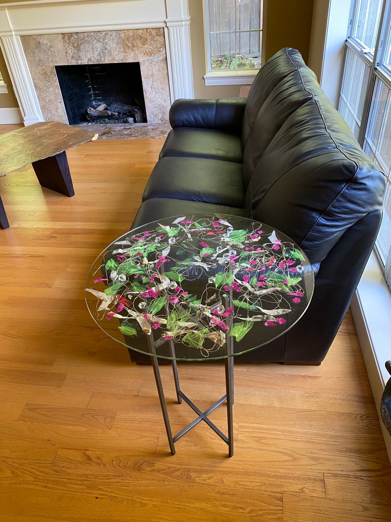 Mixedmedia Round or Square Glass Table Top Reclaimed Content Etsy