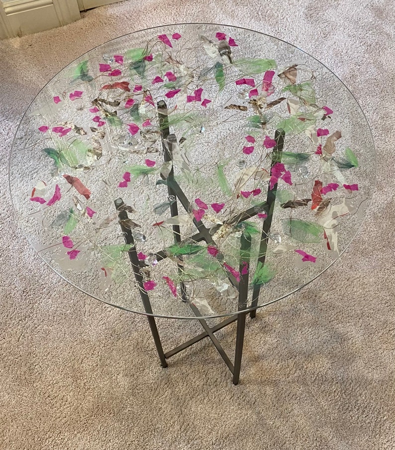 Mixedmedia Round or Square Glass Table Top Reclaimed Content Etsy