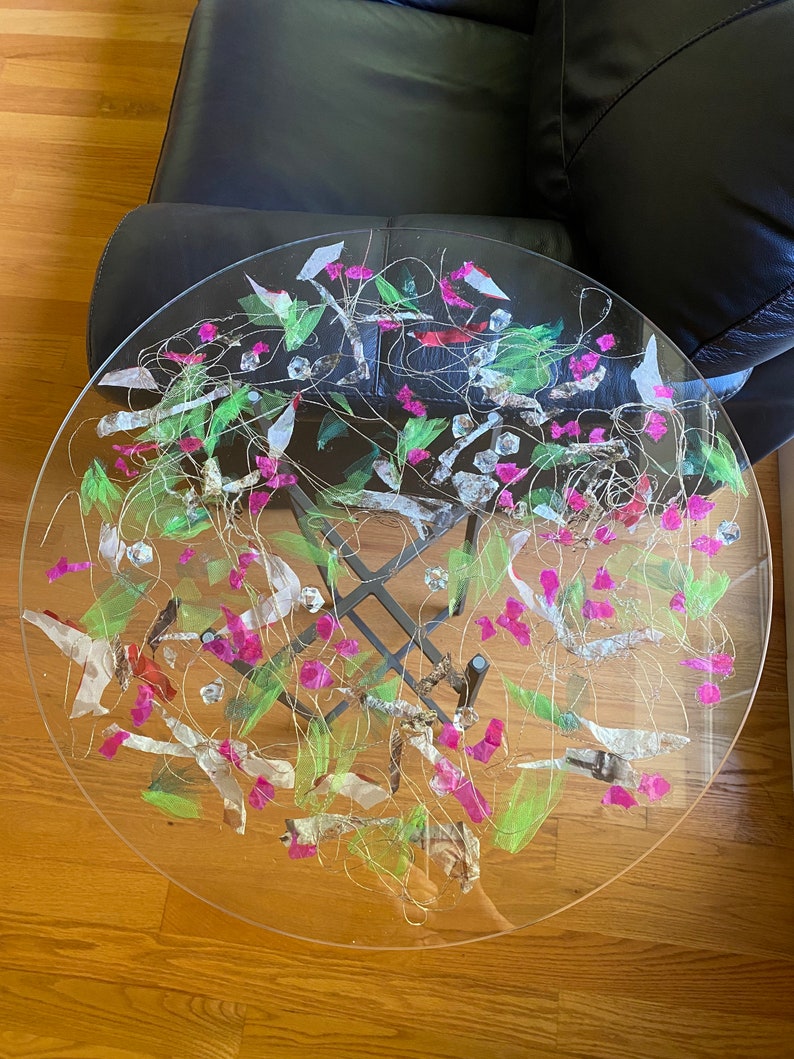 Mixedmedia Round or Square Glass Table Top Reclaimed Content Etsy