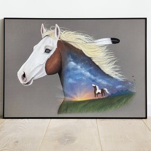 Rain from Spirit, Giclee Fine Art Print, Horse Wall Art, Equestrian Gift, For Horse lovers