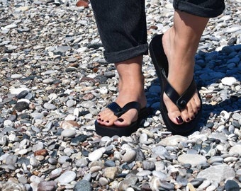 Handmade Leather Flatform Sandals: Greek Island Style Flip Flops