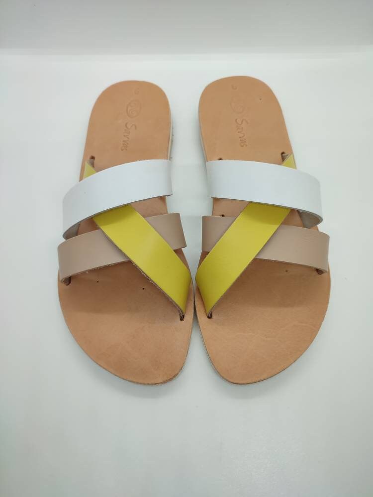 Buy Yellow Women Slippers Handmade Leather Sandal White Women s