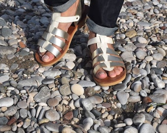 Handcrafted Leather Gladiator Sandals: Greek Roman Strappy Sandals