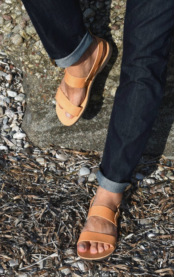 sandalias de cuero deslizantes para hombres zapatos de sandalias hechos a mano Sandalias para hombres Zapatos Zapatos para hombre Sandalias Zapatos con tira trasera zapatos de verano de cuero para hombres hechos en Grecia 