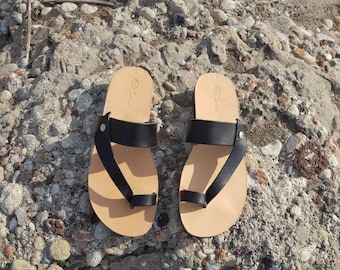 Handmade Leather T-Strap Sandals: Ancient Greek Style