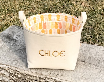 Personalized Easter Basket | Medium Canvas Fabric Nesting Basket