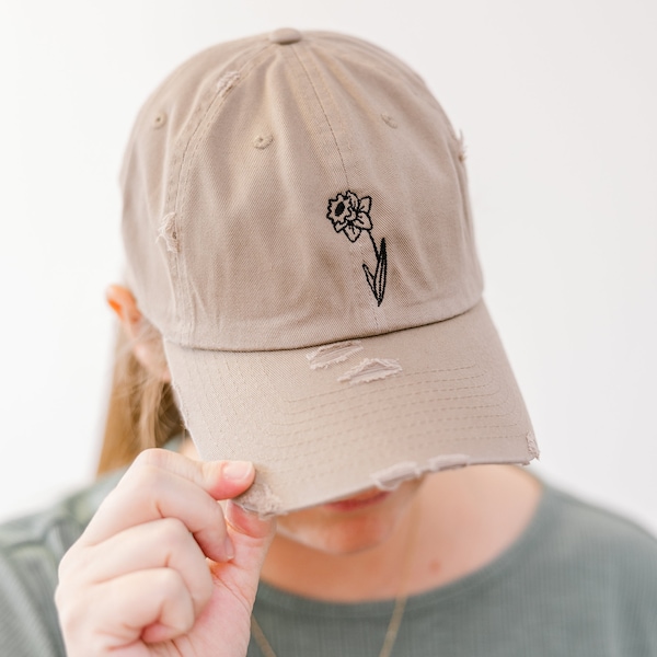 Daisy April Monthly Embroidered Flower Hat Collection | Birth Flower