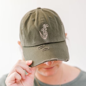 Lily of the Valley May Monthly Embroidered Flower Hat Collection | Birth Flower