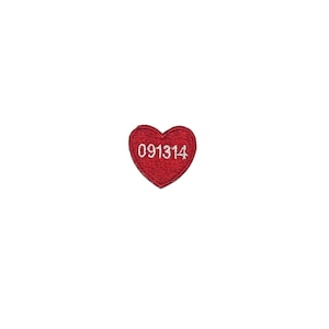 Custom Date Mini Heart Iron On Patch Patches for Bookbags Patches for Jean Jacket Red Heart Patch Custom Name Patch image 2