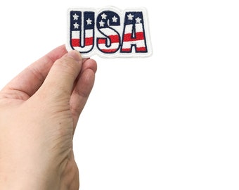 USA Flag Iron On Patch | Patriotic Embroidered Applique