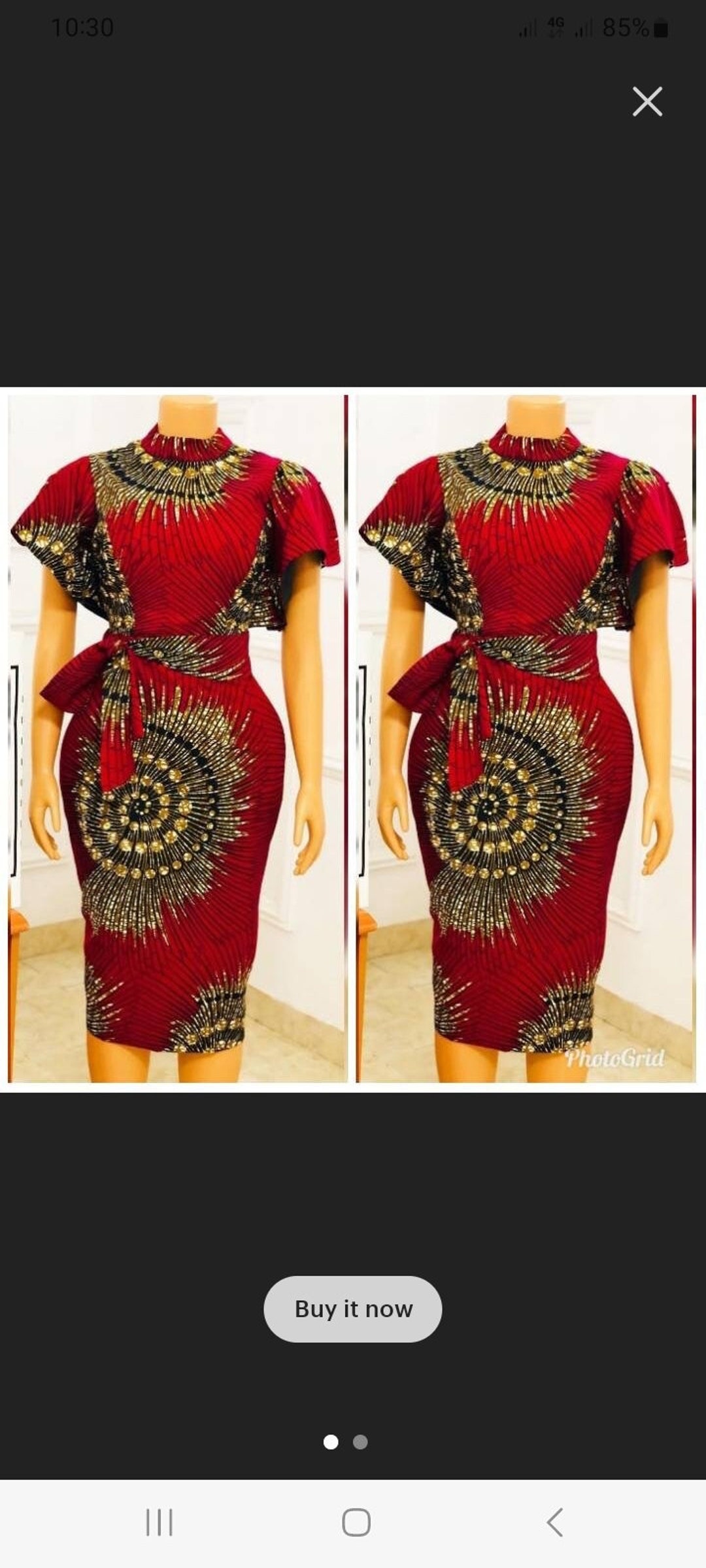 African Print Pleated short flare gown Midi Dress
