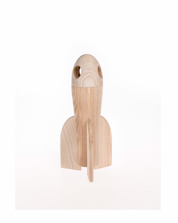 wooden space rocket toy