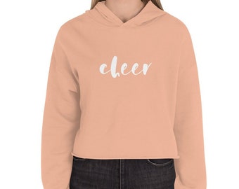 Cheer (Cursive Script Font) Crop Hoodie for Cheerleaders