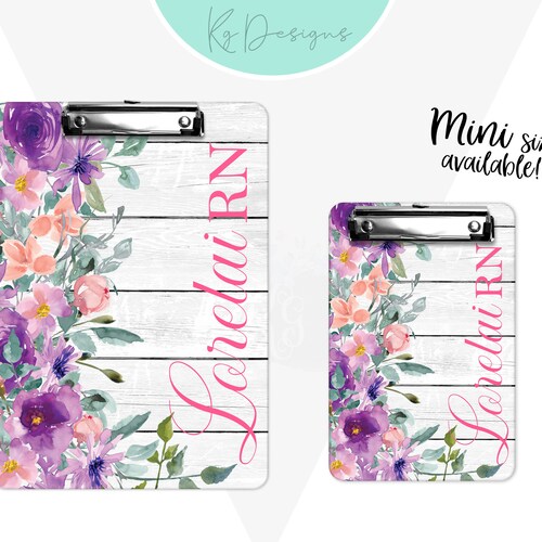 Personalized Clipboard Initial Clipboard Floral Clipboard Gift Etsy