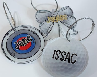 Personalized Golf Archery Bag Tag – Custom Name Tag with Bow or Round Style – Sports Bag Tag for Girls & Boys