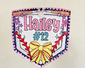 Personalized Softball Bag Tag - Custom Name Tag for Backpacks, Softball All Stars, Sports Teams, School Spirit Gift, Acrylic Bag Tag