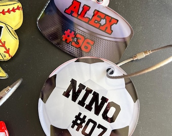 Sports Name Backpack Tag - Personalized Name Tag Initial Keychain Personalized Gift Sports Bag Tags