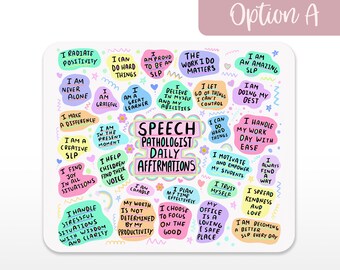Speech Pathologist Daily Affirmations, Personalized Mouse Pad, Office Decor, Desk Gift for Her