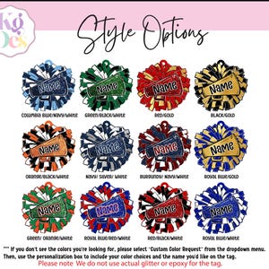 Personalized Pom Pom Bag Tag - Custom Name Tag for Backpacks, Cheer Bags, Sports Teams, School Spirit Gift, Acrylic Bag Tag image 3
