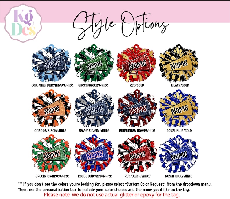 Personalized Pom Pom Bag Tag - Custom Name Tag for Backpacks, Cheer Bags, Sports Teams, School Spirit Gift, Acrylic Bag Tag image 3