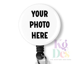 Custom Photo Badge Reel, Personalized Photo Badge Holder