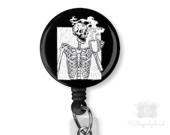Personalized badge reels, skull, coffee badge clips, Nurse badge holder