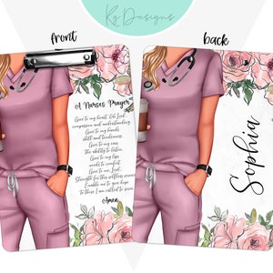 A Nurses Prayer Clipboard Personalized Clipboard Initial Clipboard Floral Clipboard  Nurse Gift  Custom clipboard