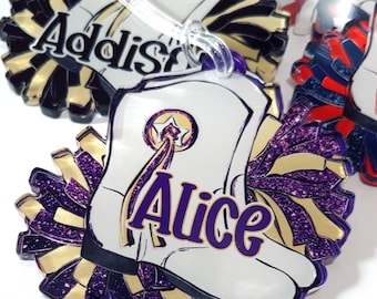 Drill Boots Bag Tag – Personalized Pom Pom Tag, Custom Name Tag for Backpacks, Drill Teams, Cheerleader Gift, School Spirit Acrylic Tag