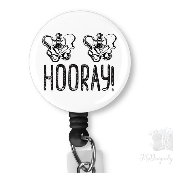 Personalized badge reels, hip hip hooray, badge clips, Nurse badge holder