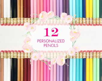 Personalized Pencils Set of 12 Gift for Teacher Kids Baby Shower Wedding Pencils Birthday