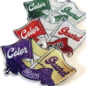 Personalized Color Guard Bag Tag – Custom Name Tag for Backpacks, Flag Team Gift, Acrylic Tag, School Spirit Accessory