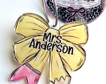Personalized Teacher Acrylic Name Tag, Custom Keychain