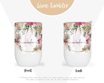 Personalized Wine Tumbler Gift for Her Wine Lover Gift Birthday Mothers Day Bridal Shower Bridesmaid Gift Teacher Daughter Name Tumbler