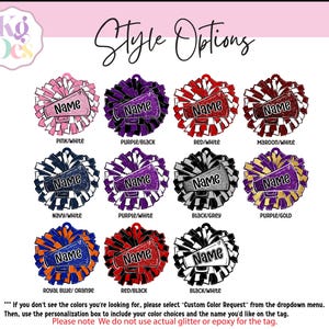 Personalized Pom Pom Bag Tag - Custom Name Tag for Backpacks, Cheer Bags, Sports Teams, School Spirit Gift, Acrylic Bag Tag image 4