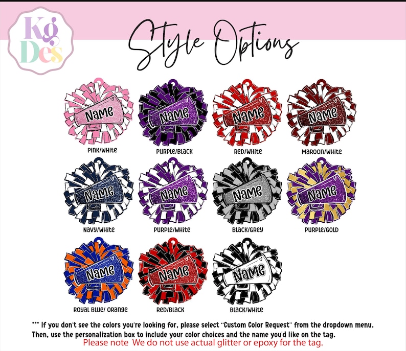 Personalized Pom Pom Bag Tag - Custom Name Tag for Backpacks, Cheer Bags, Sports Teams, School Spirit Gift, Acrylic Bag Tag image 4