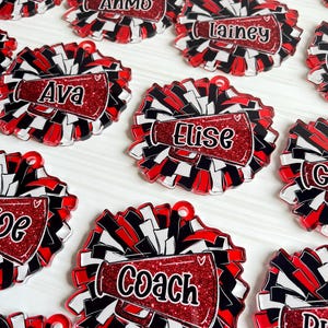 Personalized Pom Pom Bag Tag - Custom Name Tag for Backpacks, Cheer Bags, Sports Teams, School Spirit Gift, Acrylic Bag Tag image 10